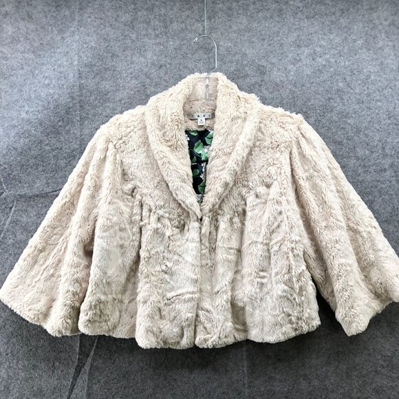CAbi Sweaters - Cabi 706 Alpine Shrug Womens S Ivory Faux Fur Plush 1/2 Sleeve Cropped